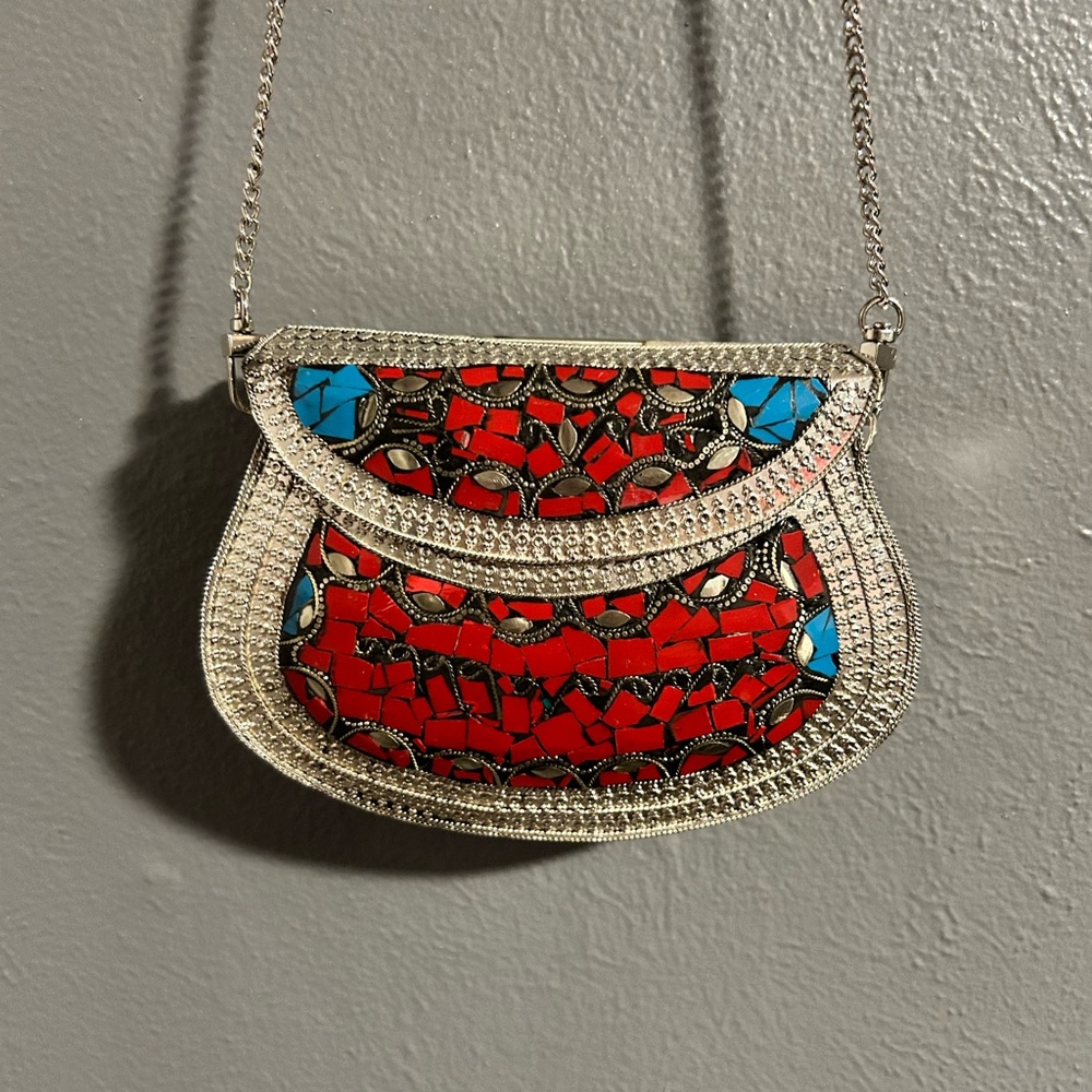 NWOT Ramla Handmade metal bag with mosaic stones.
